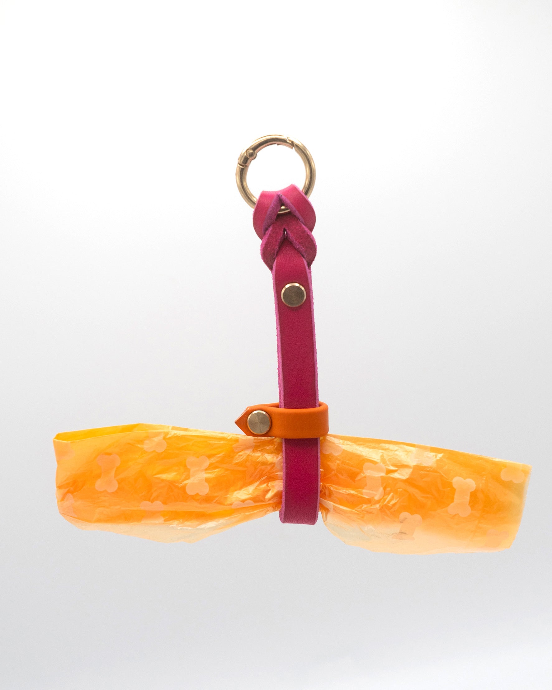 Kotbeutelhalter aus Leder - Pink Spritz